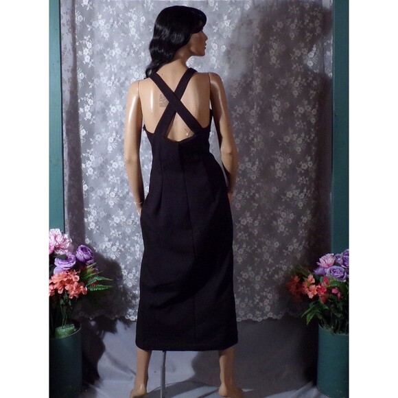 Vintage 90s Dress 1990s Black Evening Prom Formal Long Maxi Halter Size Medium - Picture 4 of 6